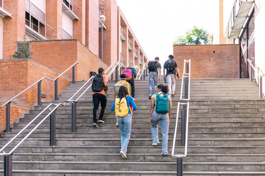 Students walking on an academic campus